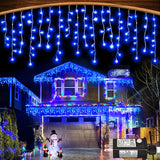 Christmas Icicle Lights Outdoor - 66ft 640 LED 8 Modes Connectable Curtain Fairy String Lights with Timer Memory, Plug in Waterproof for Home Decoration Holiday Eaves Wall Yard Party Indoor (Blue)