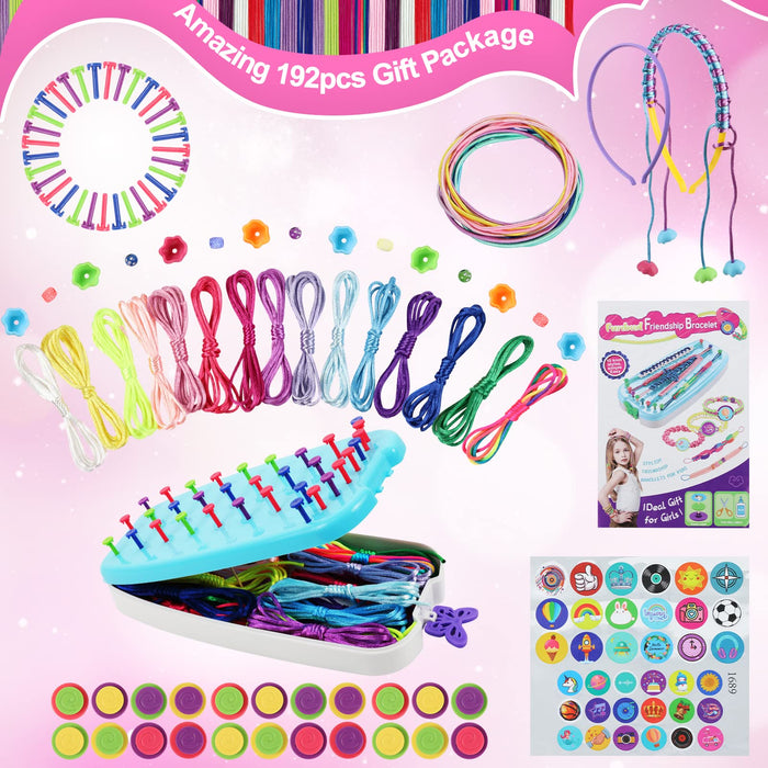 Friendship Bracelet Making Kit for Teen Girls - Arts and Crafts Ideas for Kids Age 6 7 8 9 10-12, DIY Handmade Toys for Birthday Christmas Gifts, Great for Road Trip with Featuring Instructions