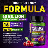 Probiotics for Women - 60 Billion CFUs, 16 Strains, with Cranberry, D-Mannose & Prebiotics - Supports Digestive, Immune, & Vaginal Health - Non-GMO, Dairy & Gluten-Free - 120 Veggie Capsules
