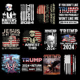 12 Sheets Trump Theme Iron on Transfer Patches Iron on Decals Stickers DIY Crafts Heat Transfer Vinyl Stickers DT Iron on Patches for Clothing T Shirts Backpacks Pillow Decorations