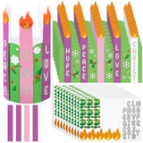 Buryeah 24 Set Christmas Advent Wreath Craft Kits for Kids Stand Up Advent Wreath Craft Kits with Christ Joy Peace Love Hope Candle Stickers Holly Leaves Berry Stickers for Christmas Advent Activities