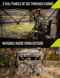 TIDEWE Hunting Blind See Through with Carrying Bag, 2-3 Person Pop Up Ground Blinds 270 Degree, Portable Resilient Hunting Tent for Deer & Turkey Hunting (Camouflage)