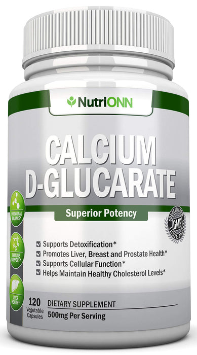 Calcium D-Glucarate - 500mg - 120 Vegetable Capsules - Superior Potency to Support Cleansing Processes, Estrogen Metabolism & Hormonal Balance - Helps with Prostate, Breast & Colon Health