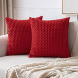 MIULEE Red Throw Pillow Covers Soft Corduroy Decorative Set of 2 Boho Striped Pillow Covers Pillowcases Farmhouse Home Decor for Christmas Couch Bed Sofa Living Room 18x18 Inch