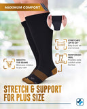 Doctor's Select Copper Plus Size Compression Socks Wide Calf - Up to 6XL | Black Wide Compression Socks for Women & Men | Copper Socks for Swelling, Varicose Veins | Extra Wide Calf Compression Socks