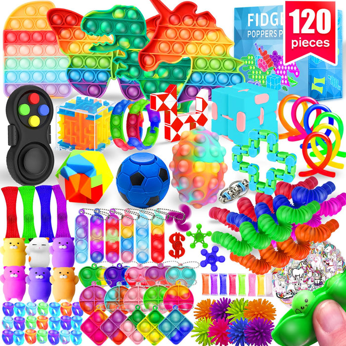 MOZACI Fidget Toys, 120 Pack Fidgets Set Stocking Stuffers for Kids Party Favors Autism Sensory Toy Bulk Adults Kids Boys Girls Teens Stress Autistic ADHD Anxiety Carnival Treasure Classroom Prizes