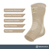 Benmarck Achilles Tendon Support Brace, Plantar Fasciitis Sock, Ankle Compression Sleeve For Running, Tendonitis and Flat Feet Relief (Natural Beige, Unisize)