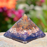 Orgonite Crystal Orgone Iron Will Pyramid with Tiger Eye, Sunstone and Amethyst Healing Crystals