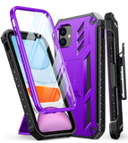 FNTCASE for iPhone 11 Phone Case : with Belt-Clip Holster & Kickstand - Heavy Duty Military Grade Protection Cover Shockproof TPU Shell Rugged Durable Full Protective Phonecase - 6.1 inch Purple