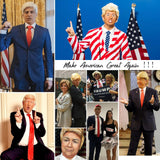 YTbeauty Donald Trump Wig Costume Funny Wigs for Adults Trump Halloween Costumes for Men Women Party Cosplay Synthetic Blonde Donald Wig + Flag Pin + Red Pin