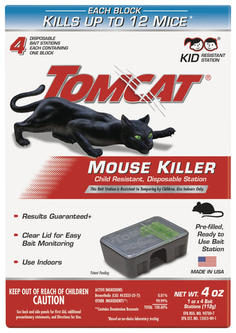 Tomcat Mouse Killer Child Resistant, Disposable Station (4 Disposable Traps)