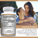 Simple Life Nutrition Organic Ashwagandha - Max Strength 1300MG Vegan Capsules - 100% Pure Non GMO Root Powder with Natural Black Pepper 60CT