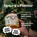 Black Bee Honey - Pure British Spring Soft Set Raw Honey, Creamy and Lightly Sweet, Unprocessed Single Source from Hive to Jar, Never Blended - Delicious on Toast, Soothing in Drinks, 227g Glass Jar