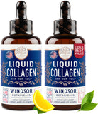 Liquid Collagen for Women and Men - Hair, Skin, Nails Vitamins, Collagen Supplements - Lemon Flavor Collagen Peptides Hair Growth Drink - 5,000mcg Biotin, 10,000mcg Collagen Drops - US MADE - 2x2oz