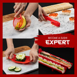 Alas Christmas Gifts Sushi Making Kit- Complete Sushi Making Kit for Beginners & Pros Sushi Makers, Perfect Sushi Making Kitchen Accessories Like Sushi Knife, 2 Sushi Mats, Rice Bazooka & More (Red)