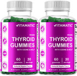 Vitamatic 2 Pack Vegan Thyroid Support Gummies with Iodine & Kelp - 60 Count - Improve Your Energy & Increase Metabolism - Plant Based