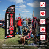 QSUM 8FT Trump 2024 Flag, Trump 2024 Feather Flag Signs, Trump Windless Take America Back Swooper Flag Banner with Pole Kit, Ground Stand for Outside, Events Supplies Outdoor Decoration