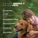 NaturPAWS Omega 3 Fish Oil Supplement for Dogs and Cats - 1000 mg Pure DHA and EPA Omegas - Supports Healthy Coat and Skin, Heart, Immune System, Joints and Hip - 180 softgels