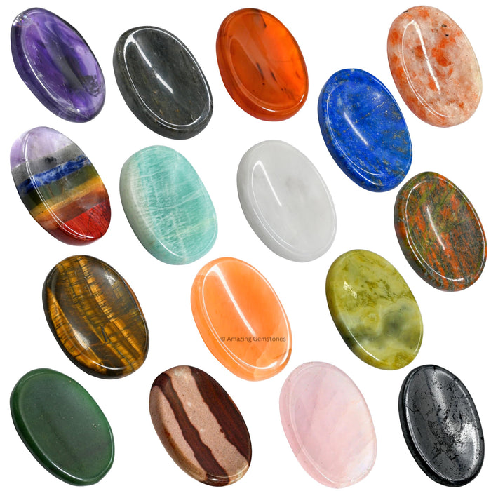 Pack of 11 Worry Stones Bulk Set - Premium Wholesale Bulk Crystals Healing Stones for Anxiety, Stress, Calm Stripe Meditation