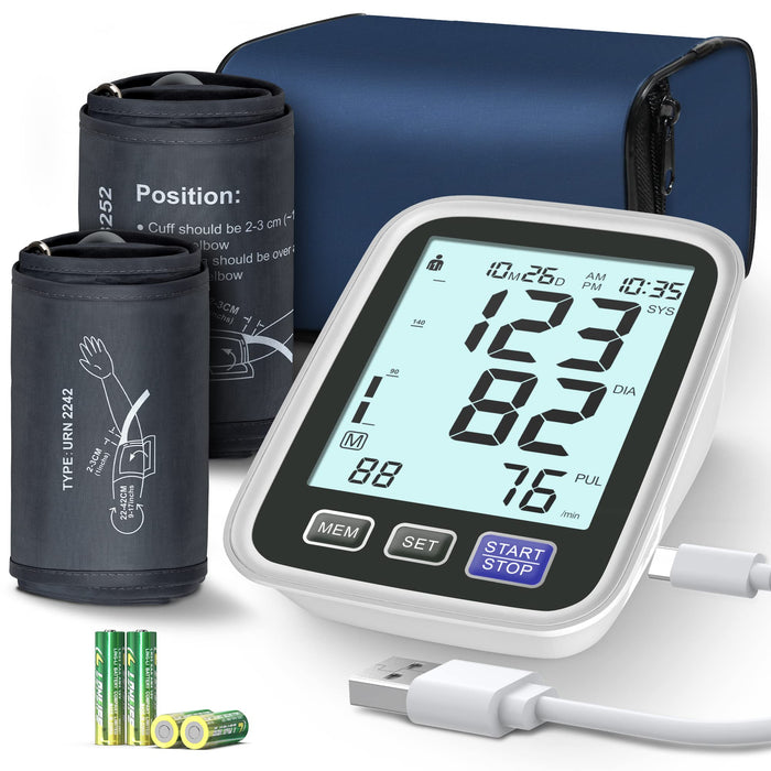 Blood Pressure Machine Upper Arm, 2 Size Cuffs M/L and XL, Medium/Large 9"-17" and Extra Large Cuff 13"-21", Accurate Automatic Digital BP Cuff Home Use, Large Backlit LCD, BP Monitor Dual-User Mode