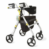 Medline Premium Empower Rollator Walker with Seat, Folding Rolling Walker with 8-inch Wheels, Silver