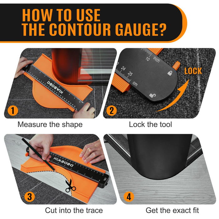 dodowin Contour Gauge Tool, Christmas Gifts for Men Birthday Dad Husband Him, Super Gauge Shape Outline Tool for Woodworking, Flooring Measure Tools for Tile Laying, Anniversary/Boyfriend Gift