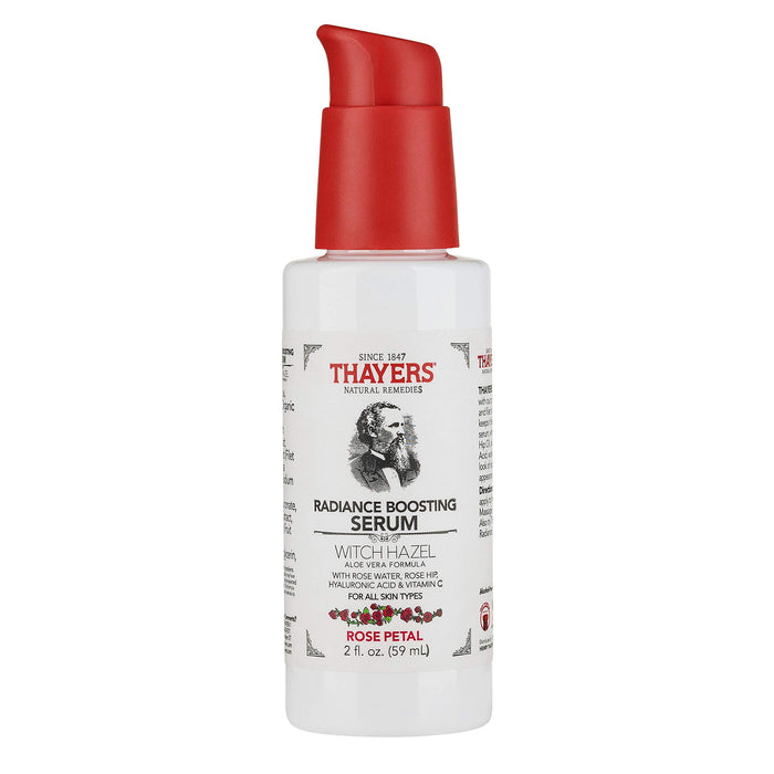 THAYERS Rose Petal Radiance Boosting Serum with Hyaluronic Acid and Vitamin C, 2 Ounces