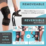 BraceAbility J Patella Knee Brace - Lateral Patellar Stabilizer with Medial and J-Lat Support Straps for Dislocation, Subluxation, Patellofemoral Pain, Left or Right Kneecap Tracking (XL)