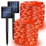 TW SHINE Red Solar String Lights Outdoor, Total 80 FT 240 LED Solar Powered Waterproof Fairy Lights 8 Modes Copper Wire Lights for Christmas Party Tree Wedding Yard Decorations, 2 Pack