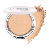 IT Cosmetics Celebration Foundation Illumination, Medium Tan (W) - Full-Coverage, Anti-Aging Powder Foundation - Blurs Pores, Wrinkles & Imperfections - 0.3 oz Compact