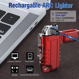 Waterproof Electric Lighter with 360°Flexible Long Neck, Outdoor Windproof Arc Lighter USB Rechargeable Flameless Plasma Cool Lighters for Outdoor & Kitchen(Red)