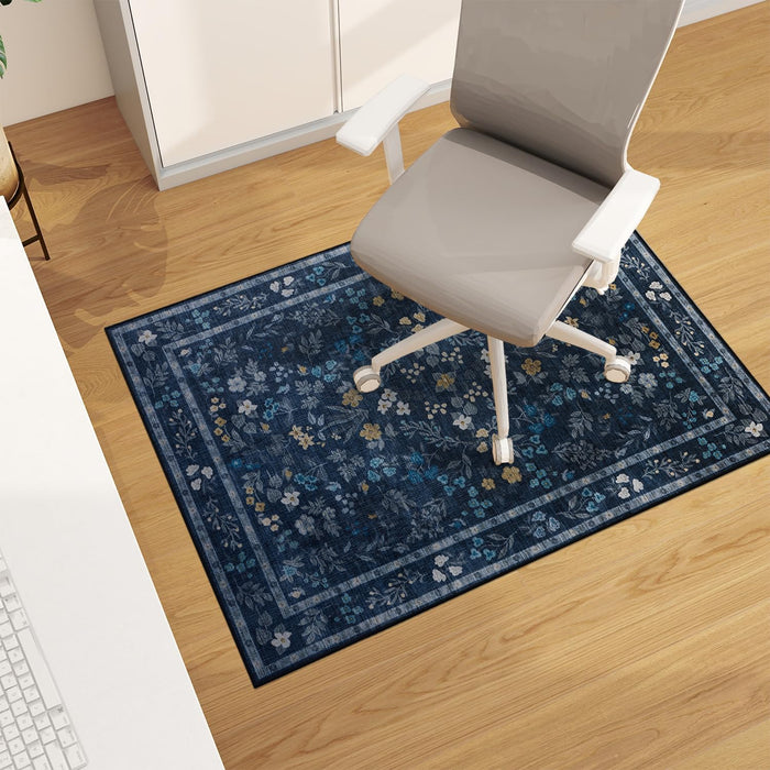 chakme Office Chair Mat for Hardwood Floor, 48"x36" Easy Glide Computer Desk Mat Protector for Rolling Chair Under Desk Rug Nonslip Backing, Machine Wash, (Floral)