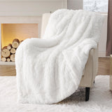 Bedsure Soft White Twin Blanket for Bed, Fluffy Fuzzy Blankets Twin Size for Couch, Sofa, Cozy Plush Sherpa Fleece Faux Fur Blanket, Thick Warm Christmas Blanket Gifts for Women, Men, 60x80