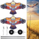 Sratte 2 Set Bird Scarer Flying Kite Eagle Deterrent Devices Outdoor Scare Birds Away Farm Protector Wind Power Professional Pigeon Scarer Eagle Kite with Pole for Lawn Crops (Blue, Colorful,Lively)