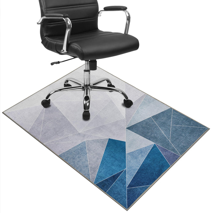 SAIKOOWA Office Chair Mat for Hardwood Floor,36"*48" Highly Premium Quality Office Floor mat, Desk Mat for Rolling Chair- Anti-Slip Chair Rug for Office Home Laminate Floor Blue Grey