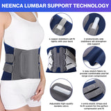 NEENCA Back Support Brace, Adjustable Lumbar Support for Pain Relief of Back/Lumbar/Waist, Waist Wrap with Spring Stabilizers for Injury, Herniated Disc,Sciatica, Scoliosis and more - FSA/HSA APPROVED