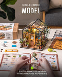 Rolife DIY Miniature House Kit Greenhouse, Tiny House Kit for Adults to Build, Mini House Making Kit with Furniture, Halloween/Christmas Decorations/Gifts for Family and Friends (Cathy's Greenhouse)