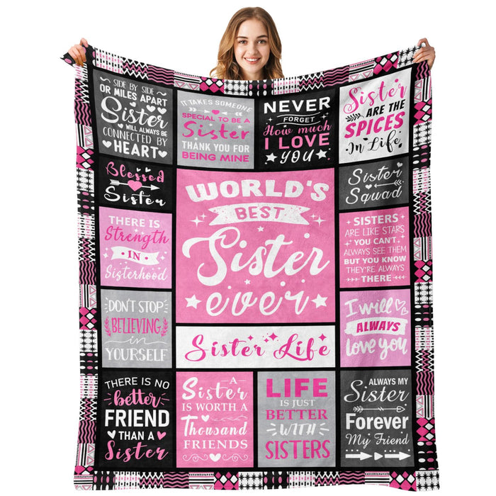 PVDSAVE Sister Birthday Gifts, Best Sister Ever Blanket 50"x60"