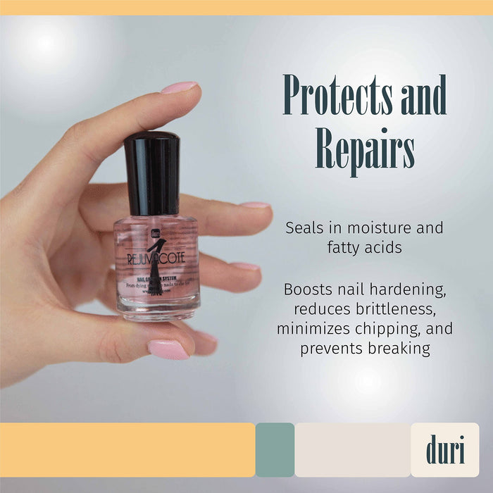 duri Rejuvacote 1 Nail Growth System - Original Maximum Strength Formula - Nail Strengthener and Nail Growth - Base and Top Coat - Pack of 3-0.45 fl. oz.