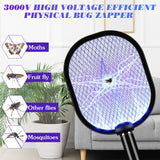 Qualirey 2 Pack Electric Fly Swatter 3000v Bug Zapper Racket 2 in 1 Mosquito Killer with 3 Layers Safety Mesh 20.5 Inch Extra Large USB Rechargeable with 1200mah Battery for Indoor Outdoor(Black)