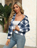 Zeagoo Flannels for Women Cropped Plaid Jacket Button Down Shacket Shirt Oversized Fall Coat Jacket Christmas