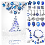 MJartoria Advent Calendar 2024 for Women - Blue Jewelry Set Christmas Countdown-Inclued Blue Snowflake Metal Charms Beads DIY Necklaces Bracelets Making Kit Jewelry Surprise Gifts