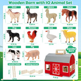 Farm Animals Toys for 3+ Year Old Toddlers Girls Boys, Big Wooden Barn Farm with Figures Animals Toy Pretend Play for Kids, Farm Playset Educational Learning Toys, Ideal Christmas Birthday Gifts