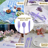 150 Pcs Purple Plastic Silverware Purple Utensils Purple Silverware Set Includes 50 Purple Plastic Forks, 50 Purple Spoons, 50 Purple Knives for Birthday, Wedding, Baby Shower