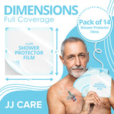 JJ CARE Shower Protector [Pack of 14], 9x9 Dialysis Catheter Shower Cover, PICC Line Water Barrier, Colostomy Shower Shields, Waterproof Bandage Protector, 2 Weeks Supply