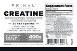 Primal Creatine Monohydrate Powder (400 Grams) | Unflavored Micronized Creatine Muscle Development Supplement for Pre-Workout & Recovery | 5g Creatine Monohydrate per Serving
