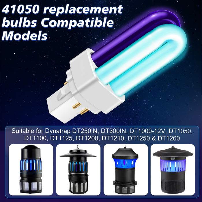 Qualirey 41050 7W Replacement Bulb, Upgraded 2 Color Bug Zapper Replacement Bulb Compatible with Dynatrap DT1050 DT1100 DT1250, Mosquito UV Light 1/2 Acre Trap Replacement Bulb Patent Pending(4 Pack)