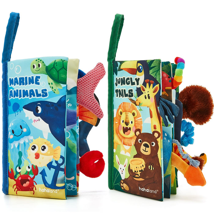 hahaland Crinkle Books for Babies 2-Pack - 2 3 4 Month Baby Toys 0-6 Months