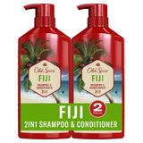 Old Spice Fiji 2-in-1 Shampoo and Conditioner Set for Men, Coconut & Tropical Wood Scent, Get Up To 80% Fuller-Looking Hair, Barbershop Quality, Fresh & Clean Hair, 21.9 Fl Oz Each, 2 Pack