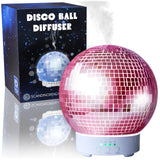 SCANDINORDICA Disco Ball Diffuser Rotating - 300 ML Essential Oil Diffuser with Whisper Quiet Operation, Night Lights, Cute Maximalist Disco Ball Decor | Aromatherapy Diffuser for Large Room Pink